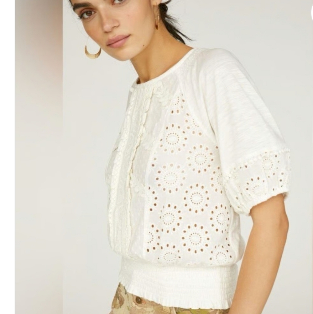 Anthropology Porridge Clothing Ivory Lace Women's Top